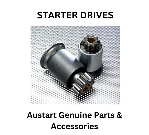 Austart Genuine Parts & Accessories starter drives displayed on a metallic surface